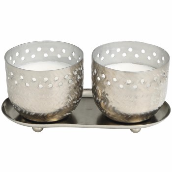 SILVER VOTIVE CANDLE-SET OF 3