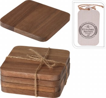 COASTER SET ACACIA-4PC