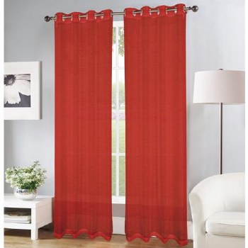 ERICA DOILY STRIPE CURTAIN-RED