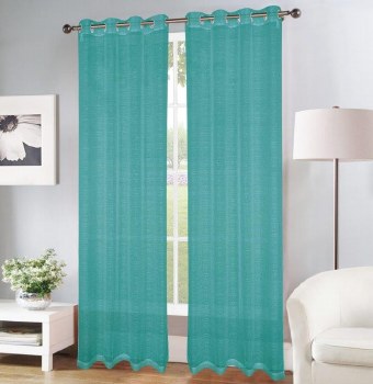 ERICA DOILY STRIPE CURTAIN-TEAL