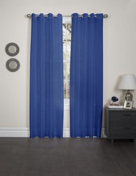 HOLLY FAUX SILK CURTAIN-NAVY