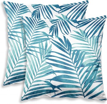 LEAF CUSHION COVER-BLUE