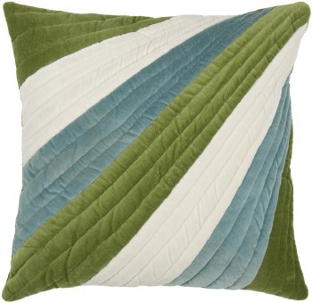 DIAGONAL STRIPE BLUE AND GREEN CUSHION