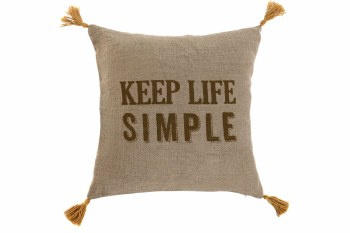 KEEP LIFE SIMPLE CUSHION- BROWN 18" x 18"