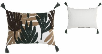 LUMBAR CUSHION W/ BROWN LEAF