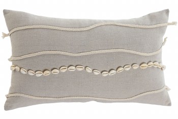 SHELL & ROPE LUMBAR CUSHION-BEIGE 20" x 12"