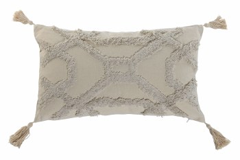 TUFTED BEIGE LUMBAR CUSHION 20" x 12"