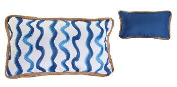 WAVY STRIPE LUMBAR CUSHION BLUE- 20" x 12"
