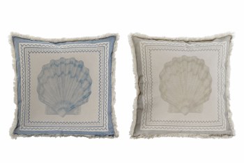 SHELL WITH FRINGE CUSHION 18" x 18"