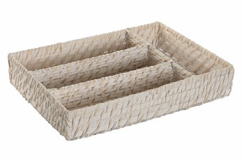 RATTAN CUTLERY TRAY-WHITE