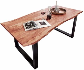 ACACIA DINING TABLE W/METAL LEGS-6 SEATER