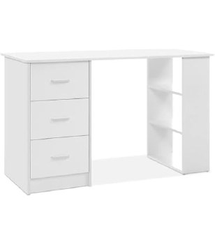 WHITE DESK W/3 DRAWERS & SHELVES