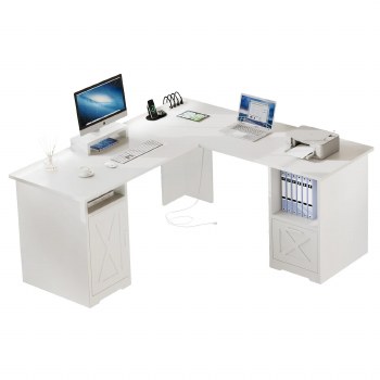 WHITE DESK W/ MONITOR STAND