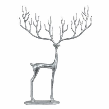 METAL REINDEER FIG SILVER-LG