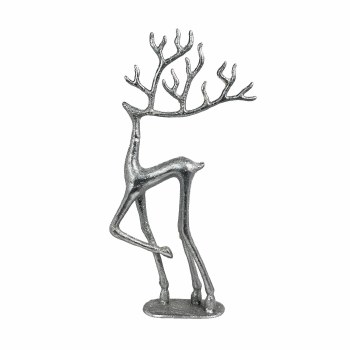 METAL REINDEER FIG SILVER-SM