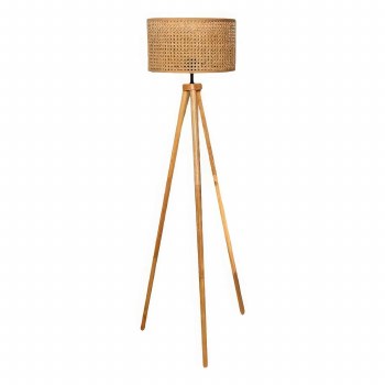 TRIPOD FLOOR LAMP-TEAK/RATTAN