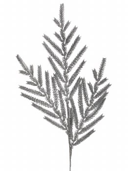 FLORAL PINE SPRAY GLITTER LEAVES-SILVER