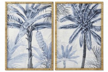 PALM TREE PRINT W/RATTAN FRAME