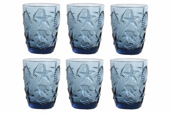 OLD FASHION GLS SHELL BLUE S/6