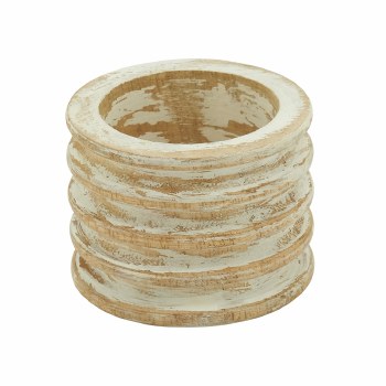 WOOD RIBBED NAPKIN RING-WHITE