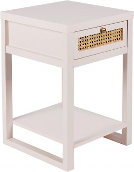 NIGHTSTAND W/ RATTAN DRAWER