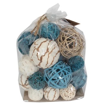 ORNAMENT DRIED BALLS-BLUE-SET OF 18