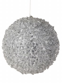 ORNAMENTAL ICED GLITTER BALL-SILVER