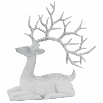 WHITE & SILVER DEER ORNAMENT