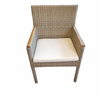 DINING CHAIR WITH TEAK ARMREST-OUTDOOR
