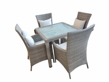 DINING TABLE W/CHAIRS-GREY-OUTDOOR