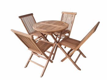 OUTDOOR TEAK DINING TABLE & 4 CHAIRS