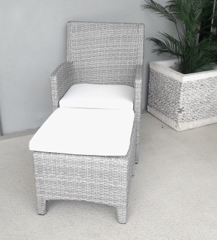 ARMCHAIR WITH OTTOMAN-GREY-OUTDOOR