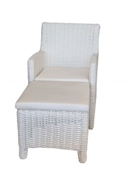 ARMCHAIR W/OTTOMAN-WHITE- OUTDOOR
