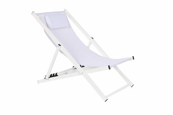 DECK CHAIR W/HEADREST-WHITE