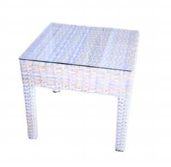 SQUARE GLASS TOP SIDE TABLE