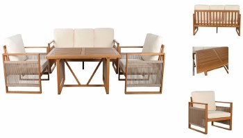 EUCALYPTUS & ROPE OUTDOOR SOFA SET