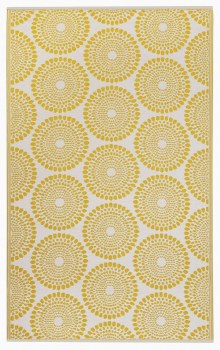 MEDALLION OUTDOOR RUG-YELLOW- 5FT X 8FT