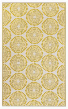 RIO MEDALLION YELLOW OUTDOOR RUG- 6FT x 9FT