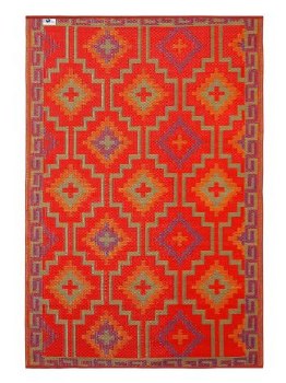 LHASA OUT DOOR RUG-ORANGE & VIOLET-5FT X 8FT