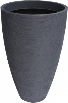 PLANTER RIBBED-DARK GREY