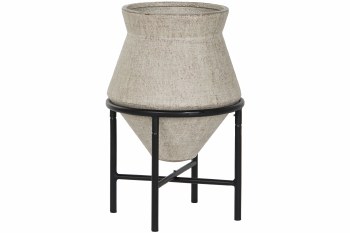 PLANTER WITH METAL STAND NATURAL- LARGE