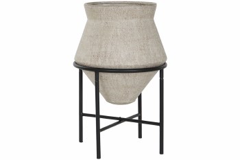 PLANTER WITH METAL STAND NATURAL- SMALL