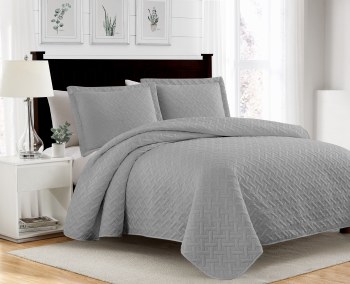 BELLA SILVER QUILT SET-FULL/QUEEN