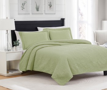 MILA QUILT SET QUEEN- SAGE