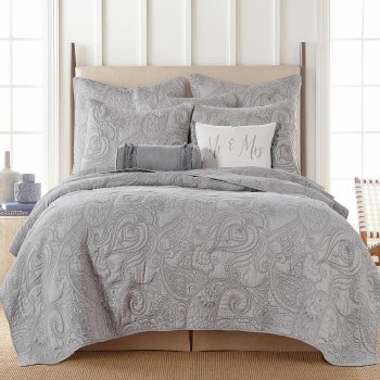 PERLA FULL/ QUEEN QUILT SET-GREY