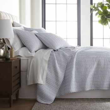 TOBAGO STRIPE BLUE QUILT SET-3PC-FULL/QUEEN