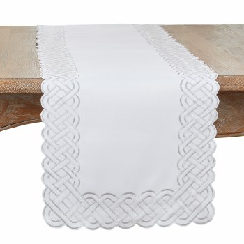 EMBROIDERED BRAID RUNNER-SILVER