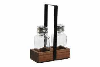 SALT& PEPPER SET W/HOLDER