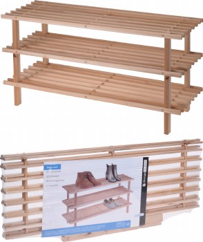 3 SHELF WOODEN SHOE RACK