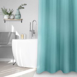 WAFFLE SHOWER CURTAIN-AQUA